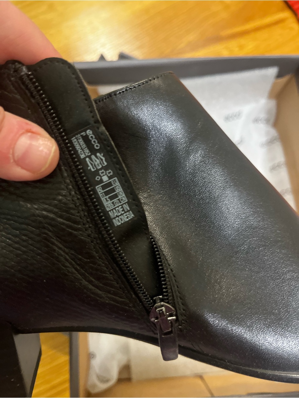 Ecco Black Leather Side-Zip Ankle Booties - Picture 8 of 8